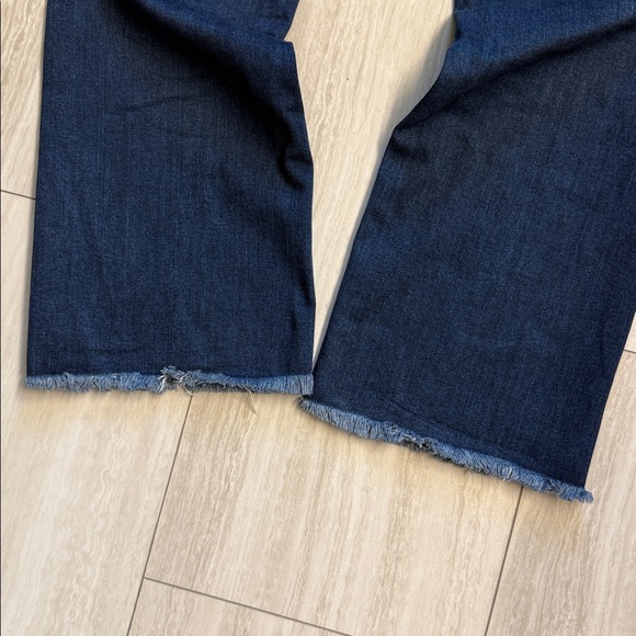 Kancan Dark Blue Flare Jeans with Raw Hem - Picture 6 of 6